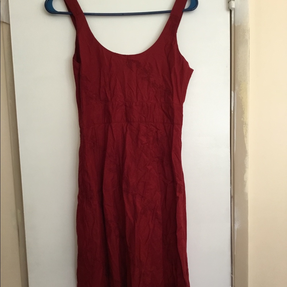 Red, embroidered, Flouncy dress